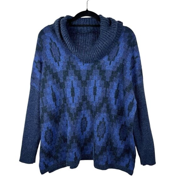 Soft Surroundings Blue Cowl Next Wool Alpaca Soft Knit Pullover Tunic Sweater M - Picture 2 of 8